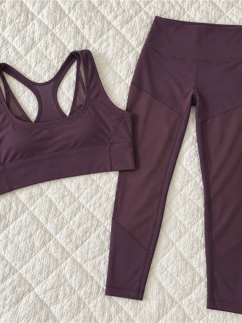 Lululemon Wunder Train Mesh Set Grape Thistle Leggings 10 Tank 12
